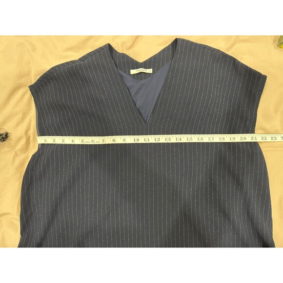 MM Lafleur Womens M Navy Townsend Stripe Top Fabric Sharp V Neck Relaxed Fit Cap - Picture 4 of 5